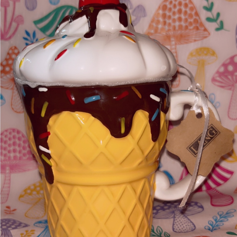 Ice Cream Cone Mug with Sprinkles - Yellow and White